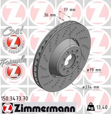 Stabdžių diskas ZIMMERMANN 150.3473.70