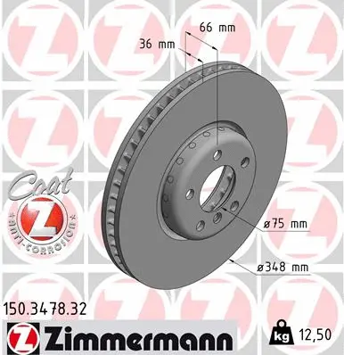Stabdžių diskas ZIMMERMANN 150.3478.32