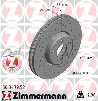 Stabdžių diskas ZIMMERMANN 150.3479.52