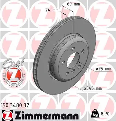 Stabdžių diskas ZIMMERMANN 150.3480.32
