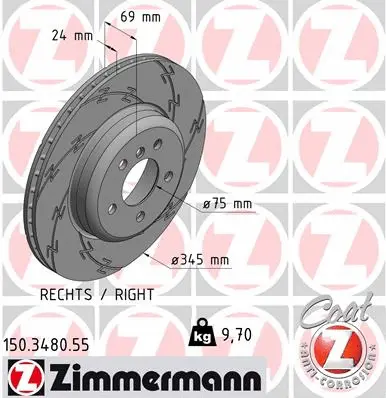 Stabdžių diskas ZIMMERMANN 150.3480.55