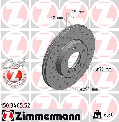 Stabdžių diskas ZIMMERMANN 150.3485.52