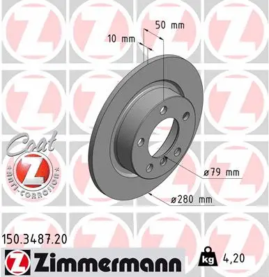 Stabdžių diskas ZIMMERMANN 150.3487.20