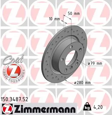 Stabdžių diskas ZIMMERMANN 150.3487.52