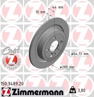 Stabdžių diskas ZIMMERMANN 150.3489.20