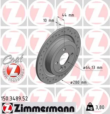 Stabdžių diskas ZIMMERMANN 150.3489.52