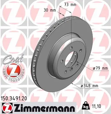 Stabdžių diskas ZIMMERMANN 150.3491.20