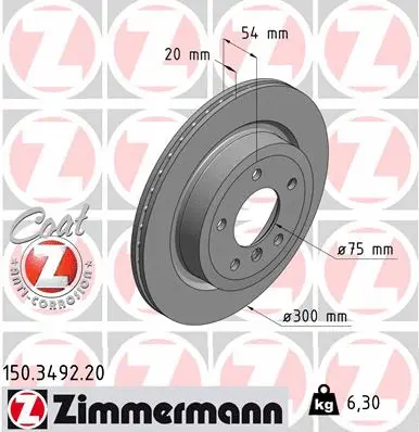 Stabdžių diskas ZIMMERMANN 150.3492.20