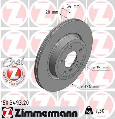 Stabdžių diskas ZIMMERMANN 150.3493.20