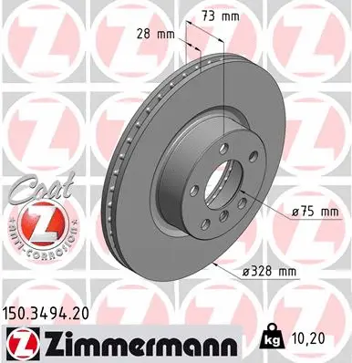 Stabdžių diskas ZIMMERMANN 150.3494.20
