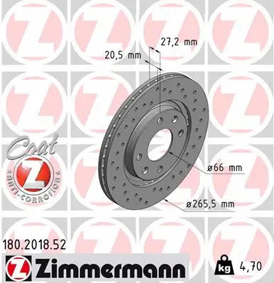 Stabdžių diskas ZIMMERMANN 180.2018.52