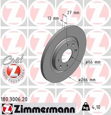 Stabdžių diskas ZIMMERMANN 180.3006.20