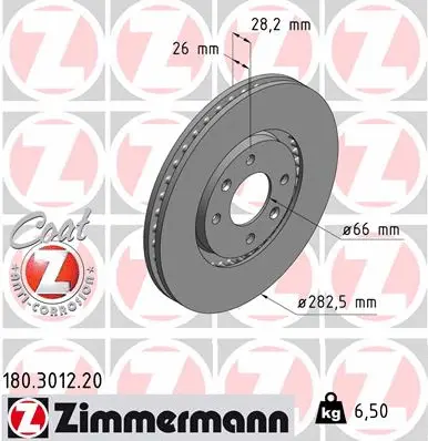 Stabdžių diskas ZIMMERMANN 180.3012.20