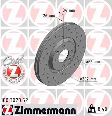Stabdžių diskas ZIMMERMANN 180.3023.52