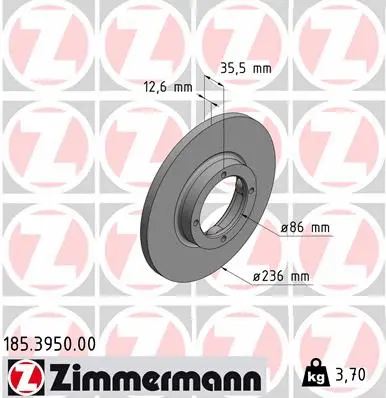 Stabdžių diskas ZIMMERMANN 185.3950.00