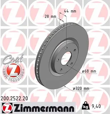 Stabdžių diskas ZIMMERMANN 200.2522.20