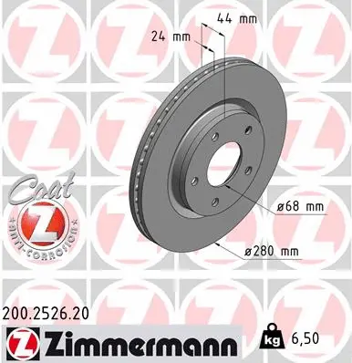 Stabdžių diskas ZIMMERMANN 200.2526.20
