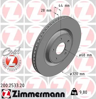 Stabdžių diskas ZIMMERMANN 200.2533.20