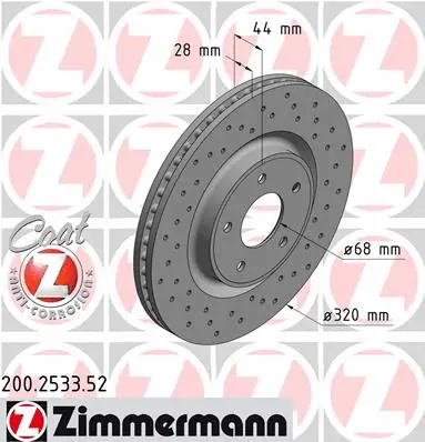 Stabdžių diskas ZIMMERMANN 200.2533.52