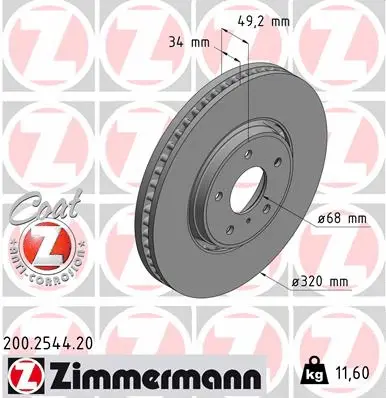 Stabdžių diskas ZIMMERMANN 200.2544.20