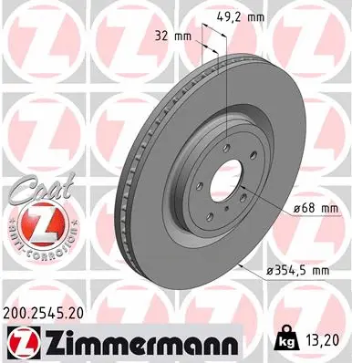Stabdžių diskas ZIMMERMANN 200.2545.20