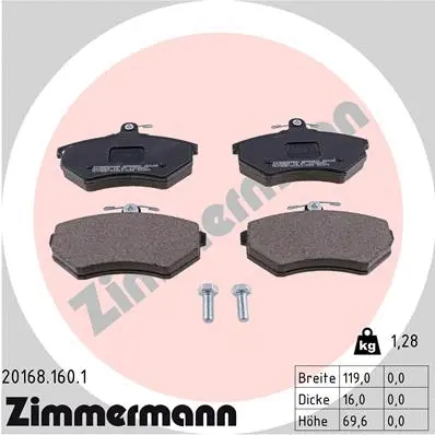Diskinių stabdžių trinkelių rinkinys ZIMMERMANN 20168.160.1