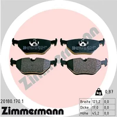Diskinių stabdžių trinkelių rinkinys ZIMMERMANN 20180.170.1