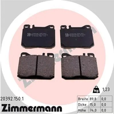 Diskinių stabdžių trinkelių rinkinys ZIMMERMANN 20392.150.1