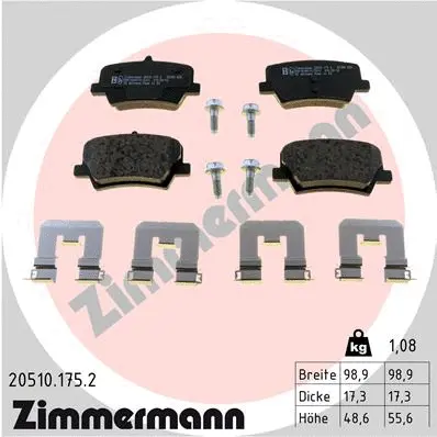 Diskinių stabdžių trinkelių rinkinys ZIMMERMANN 20510.175.2