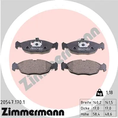 Diskinių stabdžių trinkelių rinkinys ZIMMERMANN 20547.170.1