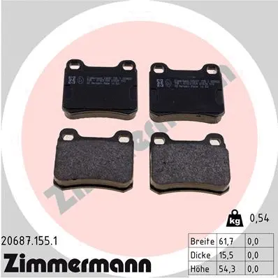 Diskinių stabdžių trinkelių rinkinys ZIMMERMANN 20687.155.1
