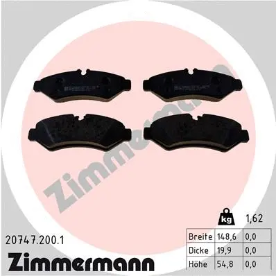 Diskinių stabdžių trinkelių rinkinys ZIMMERMANN 20747.200.1