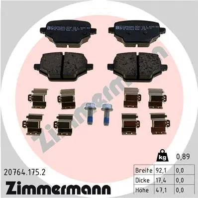 Diskinių stabdžių trinkelių rinkinys ZIMMERMANN 20764.175.2