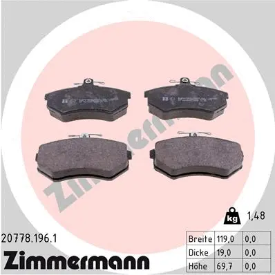 Diskinių stabdžių trinkelių rinkinys ZIMMERMANN 20778.196.1