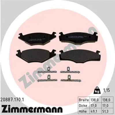Diskinių stabdžių trinkelių rinkinys ZIMMERMANN 20887.170.1