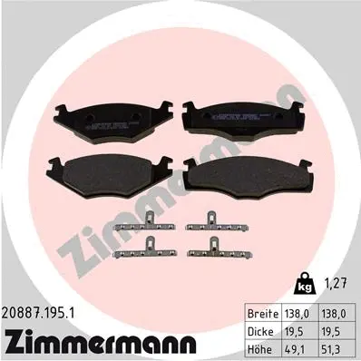 Diskinių stabdžių trinkelių rinkinys ZIMMERMANN 20887.195.1