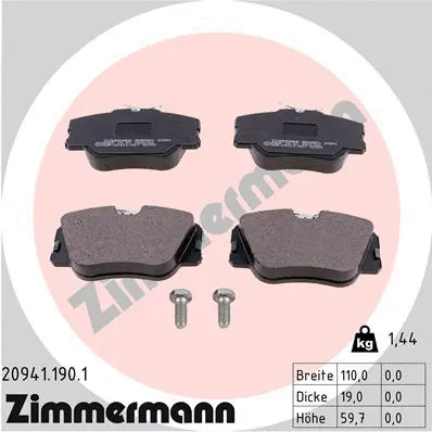 Diskinių stabdžių trinkelių rinkinys ZIMMERMANN 20941.190.1