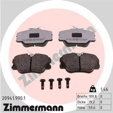 Diskinių stabdžių trinkelių rinkinys ZIMMERMANN 20941.990.1