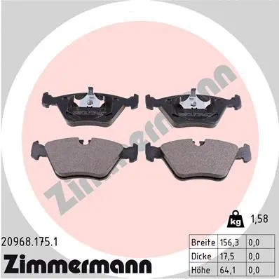 Diskinių stabdžių trinkelių rinkinys ZIMMERMANN 20968.175.1