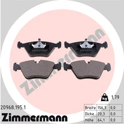Diskinių stabdžių trinkelių rinkinys ZIMMERMANN 20968.195.1
