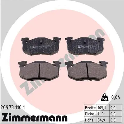 Diskinių stabdžių trinkelių rinkinys ZIMMERMANN 20973.110.1