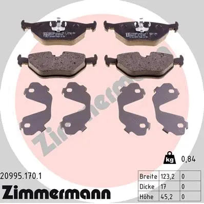 Diskinių stabdžių trinkelių rinkinys ZIMMERMANN 20995.170.1