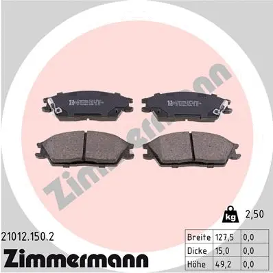 Diskinių stabdžių trinkelių rinkinys ZIMMERMANN 21012.150.2