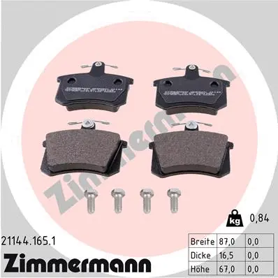 Diskinių stabdžių trinkelių rinkinys ZIMMERMANN 21144.165.1