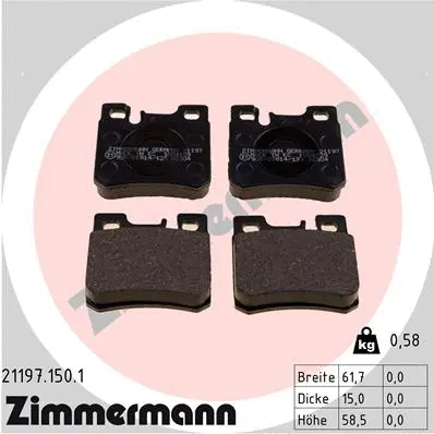 Diskinių stabdžių trinkelių rinkinys ZIMMERMANN 21197.150.1