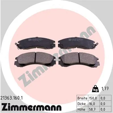 Diskinių stabdžių trinkelių rinkinys ZIMMERMANN 21363.160.1