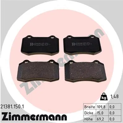 Diskinių stabdžių trinkelių rinkinys ZIMMERMANN 21381.150.1