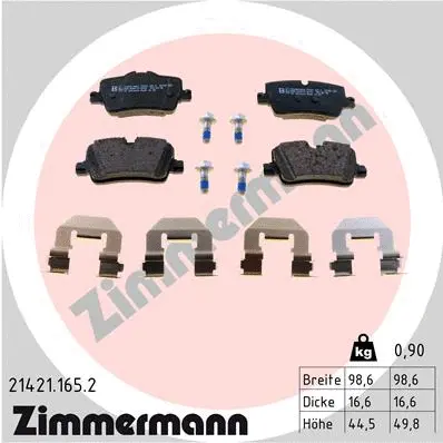 Diskinių stabdžių trinkelių rinkinys ZIMMERMANN 21421.165.2