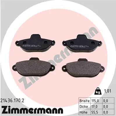 Diskinių stabdžių trinkelių rinkinys ZIMMERMANN 21436.170.2