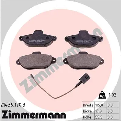 Diskinių stabdžių trinkelių rinkinys ZIMMERMANN 21436.170.3